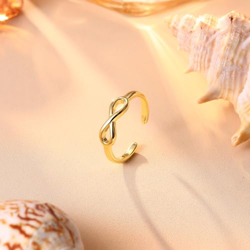 FASACCO 14k Gold Fillled Toe Rings for Women Non Tarnish, Dainty Hug CZ Band Toe Rings Gold Adjustable Open Toe Ring Summer Beach Foot Jewelry for Women - style: Infinite