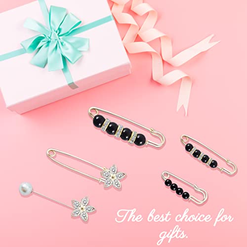 Fashion Pearl Brooch, Sweater Shawl Pearl Pin, Elegant and Fashionable | Enhance your Temperament, Suitable for a Variety of Occasions to Wear, Black - color: Black