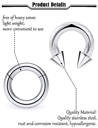 12G-2G Large Septum Ring Piercing PA Ring Hypoallergenic 316L Surgical Steel Septum Nose Rings Gauges Earrings Hoops CBR Body Piercing Jewelry for Women Men Inner Diameter 12mm 14mm 16mm - color: Silver, size: 6G-12mm