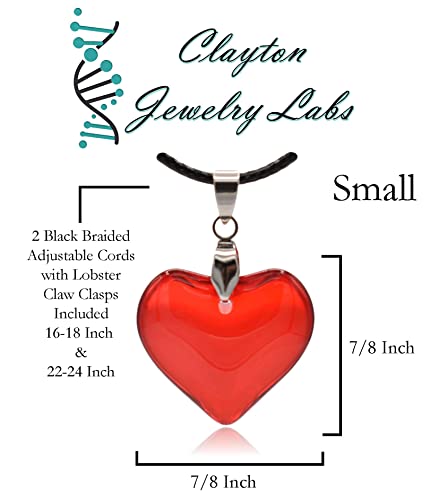 Large Red Semi-Transparent Solid Glass Heart Pendant Necklace - style: Small White