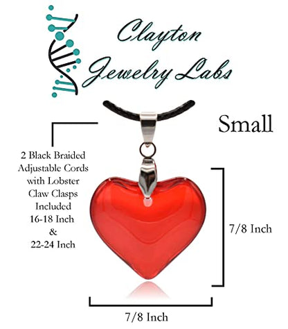 Large Red Semi-Transparent Solid Glass Heart Pendant Necklace - style: Small White