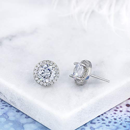 YOQUCOL Bright 8MM,10MM Cubic Zirconia Crystal Stud Earrings Round Pierced Earrings For Women - color: 8MM-White