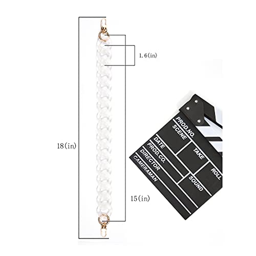 AUMEY Large Flat Chain Strap - Acrylic Clear Chain Luxury Handbag Strap Fashionable Replacement Purse Clutches Handles for Purse Handbags DIY Crafts, 15.7 inch of Each … (02- Transparent) - color: 02- Transparent