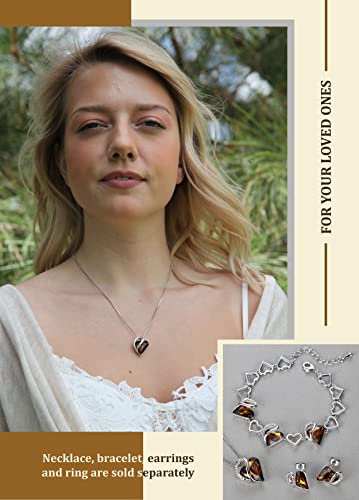 Leafael Infinity Love Women's Adjustable Crystal Heart Ring with Birthstone Crystals Healing Stones, Jewelry Gifts for Women, Birthdays Valentine's Day, Silver-Tone, Open End, Size 6.5-8 - color: 16e-November-Stress Relief-Dark Topaz Brown