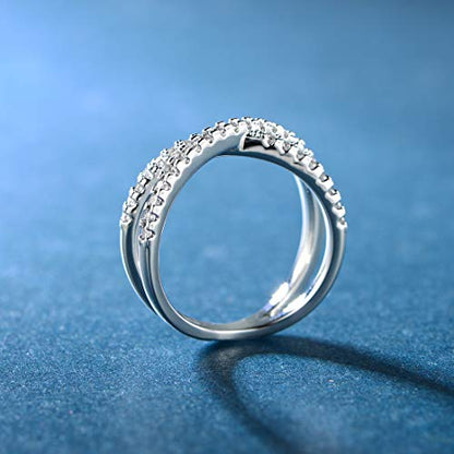 MDFUN 18K Gold Plated X Ring for Women Criss Cross Ring with Cubic Zirconia Stones Stackable Statement Ring Crossover Jewelry