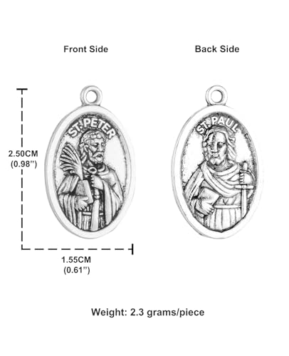 Saint Therese of Lisieux/Saint Mother Teresa of Calcutta/Divine Mercy Jesus/Mater Dolorosa Patron Saint Medal Charm Pendant for DIY Rosary Necklace Bracelet Jewelry Making Part - color: 30pcs-St.Peter