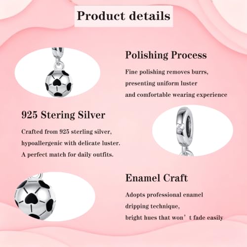 925 Sterling Silver Charms Pendants Mom Heart Dog koi fish Sea Turtle Football Charms for bracelet Pendants Beads Mom Sister Wife Family, Friends, Birthday gifts - style: Football Pendant