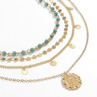 Boho Necklaces for Women Layered Turquoise Beaded Choker Necklace Western Jewelry for Women Sequin Coin Necklace Country Necklace Bohemian Boho Jewelry for Women Western Necklaces Summer Beach Necklace - style: Style A