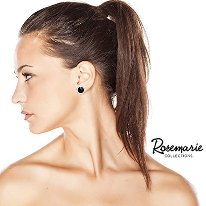 Rosemarie & Jubalee Women's Timeless Classic Statement Clip On Halo Earrings Made With Premium Crystals - color: 15mm, Jet Black Silver Tone