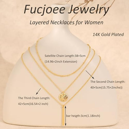 Layered Necklaces for Women - Dainty Necklace Stack 14K Gold Plated Layering Pendant Necklace Set Simple Gold Necklaces for Women Trendy Jewelry Gifts for Women - color: Gold-Set1
