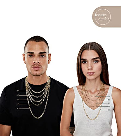 Jewelry Atelier Gold Chain Necklace Collection - 14K Solid Yellow Gold Filled Figaro Chain Necklaces for Women and Men with Different Sizes (2.8mm, 3.7mm, 4.7mm, 5.6mm) - style: 3.7mm width