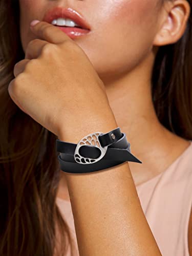 Long tiantian Boho Western Bracelets for Women Leather Wrap Bracelets Turquoise Bracelet Western Jewelry Country Concert Outfits - color: Leather Cuff Bracelets