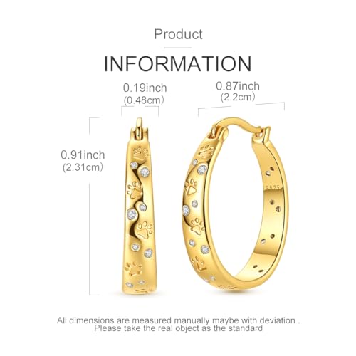 NARMO 925 Sterling Silver Hoops Colorful Pet Claws Earrings for Women | 14K Gold Plated Hoop Earrings - color: Gold