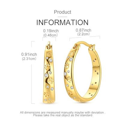 NARMO 925 Sterling Silver Hoops Colorful Pet Claws Earrings for Women | 14K Gold Plated Hoop Earrings - color: Gold