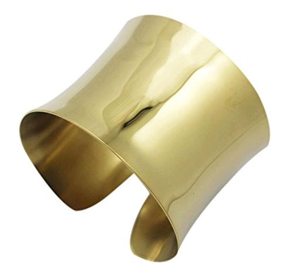 Silver Wide Grooved Cuff Bangle for Women Lady Stainless Steel Shiny Punk Bracelet - style: style 1