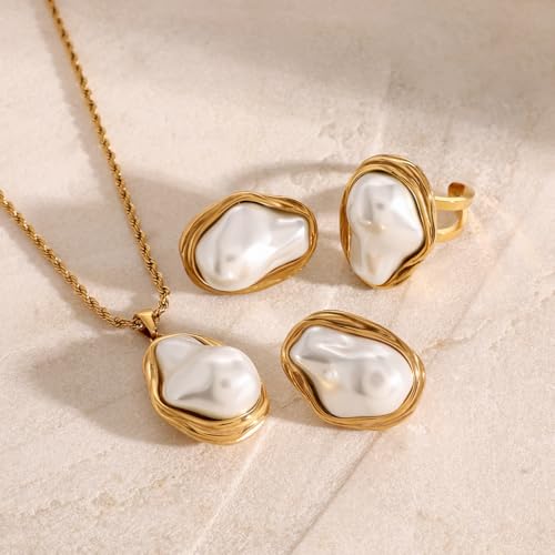 Unisex Celestial Gold Pendant Necklaces, Sun/Moon/Star/Angle Celestial Elements Unisex Choker Gold Lover Chains for Men and Women Jewelry - color: Pearl Drop - Irregular