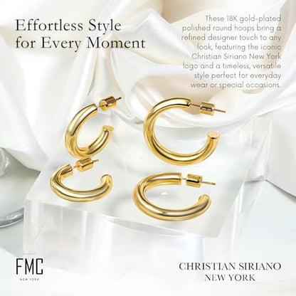 Small Gold Hoop Earrings for Women | 18K Gold Plated Non Tarnish Hoops, Classic Polished Huggie Earrings, 925 Sterling Silver Base, Twist Hoop. (4x20mm & 4x25mm, 3x15mm & 3x20mm) - color: Gold, size: Polish Hoop (4x20mm & 4x25mm)