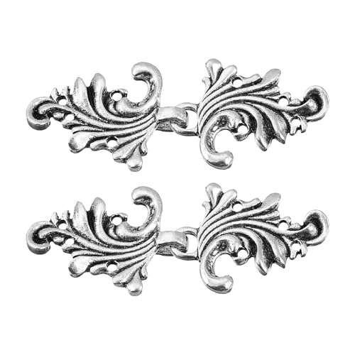 uxcell Cloak Clasp, Sew on Fasteners Hooks and Eyes Clasps Vintage Sweater Cape Shawl Cardigan Collar Buckles - color: Silver
