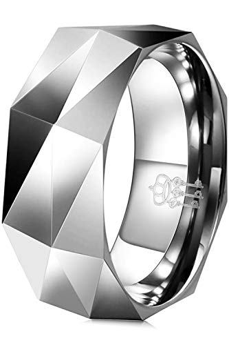 THREE KEYS JEWELRY Tungsten Wedding Band for Men Women Silver Hammered | 2mm, 8mm, Engagement Gift, Comfort Fit, Silver, Hammered - color: Silver 8mm C