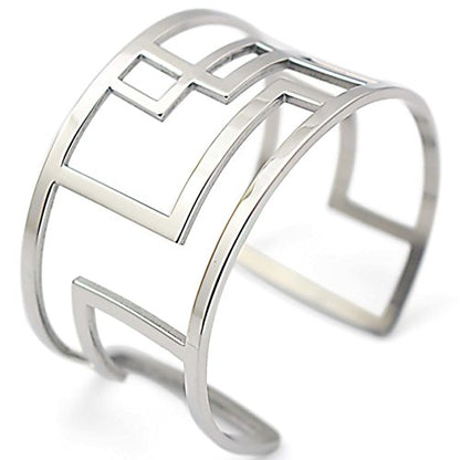 Women's Stainless Steel Hollow Out Geometric Open Cuff Bangle Bracelets Wide Armband