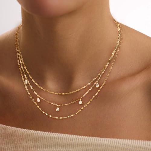 XIXINI Layered Necklaces for Women, Dainty Gold Necklace Stack 14k Gold Plated Layering Pendant Necklace Set Simple Statement Gold Necklaces for Women Trendy Fashion Waterproof Gold Jewelry - color: Gold-Set 1