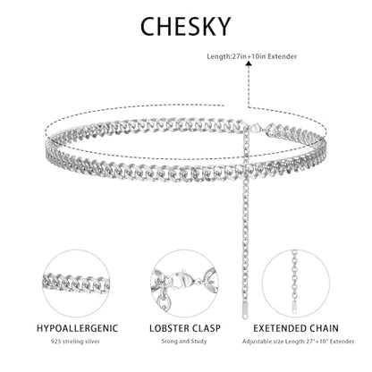 CHESKY Silver Plated Waist Chain Body Chain Jewelry, Belly Chain for Women - style: 7