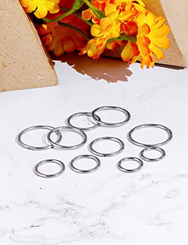 10PCS 16G Surgical Steel Hinged Clicker Segment Septum Lip Nipple Ring Hoop Cartilage Tragus Helix Sleeper Earrings Piercing Jewelry for Women Men 8mm 10mm 12mm 14mm 16mm - color: silver-tone