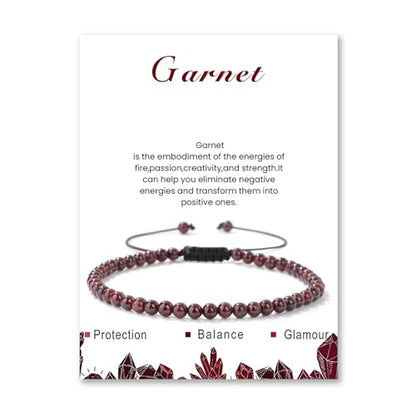 Lit Wall Crystal Anklets for Women Handmade Beach Boho Ankle Bracelet 4mm Adjustable Beaded Ankle Bracelet Waterproof Natural Stone Anklet Plus Size Anklets Gemstone Anklet Jewelry Gift for Her - style: Garnet