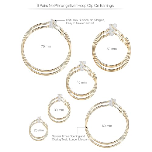 Sumind Clip on Hoop Earrings Hoop Gold Earrings Non Piercing Earrings Set for Women - color: Gold Color