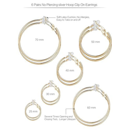 Sumind Clip on Hoop Earrings Hoop Gold Earrings Non Piercing Earrings Set for Women - color: Gold Color