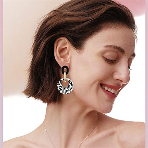 ONLYJUMP Exaggerated Geometry Earrings Acrylic Round Square Triangle Heart Dangle Earrings for Women Multilayer Bohemia Earrings Classic Retro Minimalist Earrings Statement Jewelry - color: Milk Acrylic
