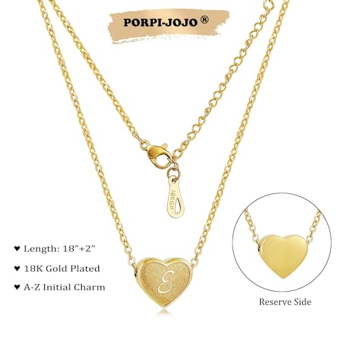 18k Gold Plated Heart Pendant Letter Necklaces for Girls Stainless Steel Initial Necklace for Women Birthday Gifts for Girls Women - color: Brushed Gold, style: Letter E