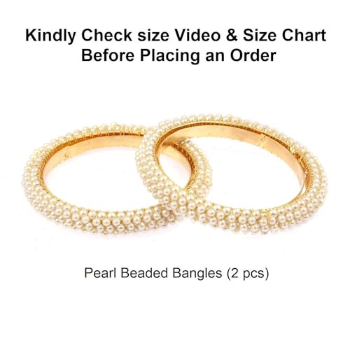 Efulgenz Indian Bollywood Faux Pearl Beaded Bracelet Bangle Bridal Sets - size: 2-2