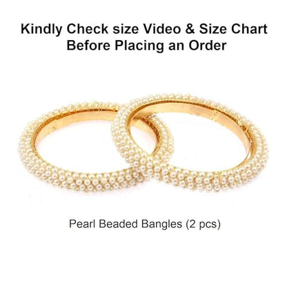 Efulgenz Indian Bollywood Faux Pearl Beaded Bracelet Bangle Bridal Sets - size: 2-2