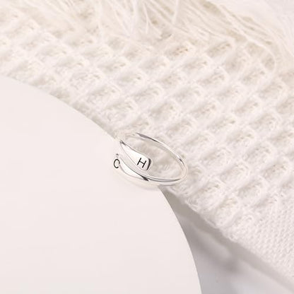 INBLUE Personalized 925 Sterling Silver Spiral Twist Ring for Women Customized Engraving Name/Date with Birthstones Adjustable Open Wrap Band Promise Ring Gift for Wedding Engagement - color: Style B1