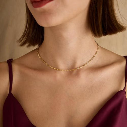 BAYLAY Gold Necklace for Women, Gold Chain for Women | 18K Gold Plated, Dainty Gold Necklace for Women, Necklace Chain, Gold Jewelry, Gifts, Size 16/18/20/22/24/26 Inch - size: 24, style: Lips Chain