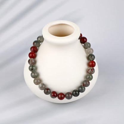 LPBeads Handmade Natural Gemstone Stretch Elastic Bracelet Healing Crystal Round Stone Beads Jewelry Gifts for Women Men - color: African Bloodstone, size: 6mm