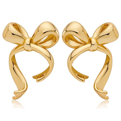 Gold Silver Bow Drop Earrings for Women Long Tassel Chain Bow Earrings Ribbon Bowknot Dangle Earrings Jewelry Gifts - color: Gold Bow C