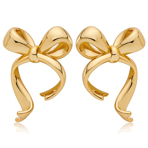 Gold Silver Bow Drop Earrings for Women Long Tassel Chain Bow Earrings Ribbon Bowknot Dangle Earrings Jewelry Gifts - color: Gold Bow C