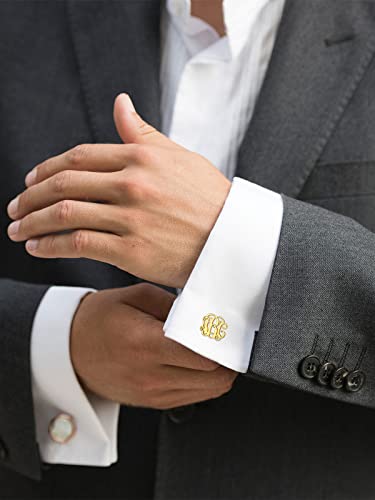 Custom4U Custom Photo Cufflinks for Men Father of the Bride Gifts - color: E-Monogram-Gold