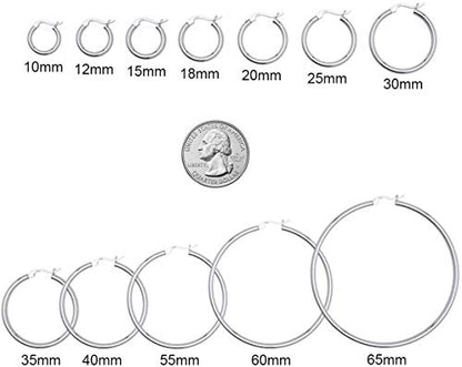 Savlano 925 Sterling silver Round Hoop Earrings for Women & Men Comes in 10MM-25MM - size: 18 Millimeters