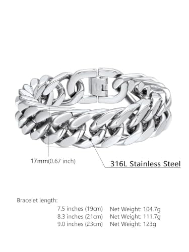 Supcare Unique Anniversary Birthday Valentines Fathers Day Stainless Steel Cuban Link Bracelets for Men Him, To My Man Dad Husband Love Always Remember Wrist Chain Bracelet Jewelry Gifts - color: A-Steel 01 To My Son, size: 7.5 Inches-17mm Width