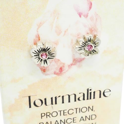 Birthstone Earrings: Handmade Necklace Flower Pendant with Colored Crystal - Gift for Mom, Daughter, BFF, Sister, Granddaughter, Niece - style: October