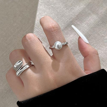 Roe Dolph Chunky Gold Rings for Women Stackable Statement Ring Set | Mixed sculptural shapes and polished surfaces create bold stacking combinations for parties dinners and everyday outfits - color: A9