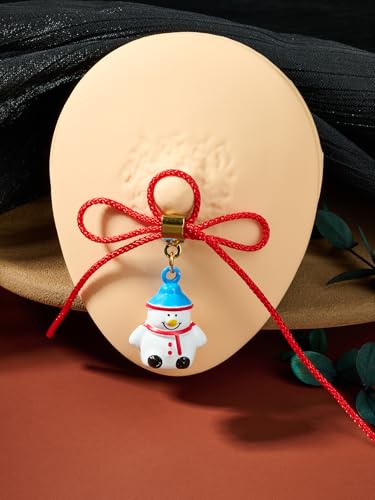 DJCIW 2Pcs Non-Piercing Nipple Jewelry, Adjustable Christmas Fake Nipple Rings with Bow Drawstring, Featuring Bell, Snowman, and Heart Pendant Charms, Adjustable and Comfortable for Women Men - color: style 3