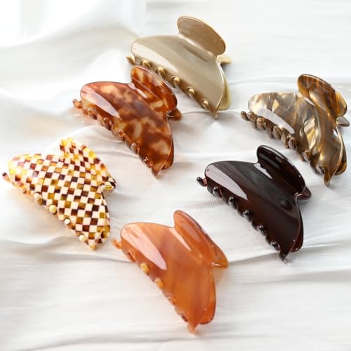 Handmade Celluloid Acetate French Design Barrettes Tortoise Shell Claws Hair Claw Luxury Fashion Accessories Hair Clip for Women (coffee) - color: coffee