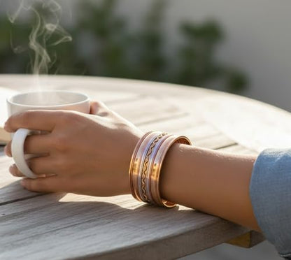 Touchstone Indian Bollywood Handcrafted Slip In Easy To Wear Stylish Wrist Enhancer Designer Broad Jewelry Cuff Bracelet For Women and Men. - style: Braided two tone 2