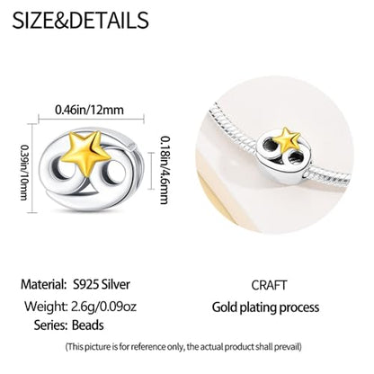 925 Sterling Silver 12 Astrological Signs Charm for Bracelets and Necklace Happy Birthday Charms for Bracelet and Necklace Valentine's Day Mother's Day Gift - style: Cancer Charm