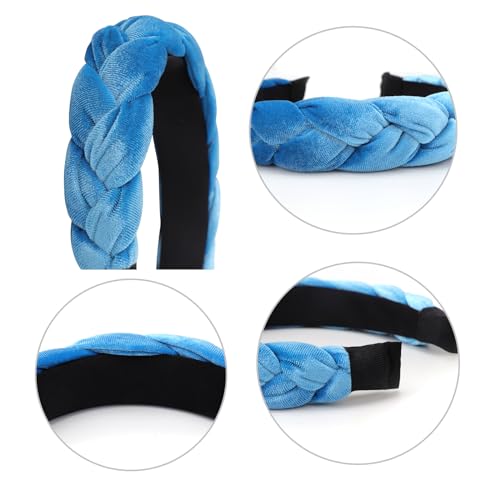 DRESHOW Braided Headbands for Women Velvet Hair Hoop Elastic Criss Cross Hair Bands Accessories - color: 01 Pc Velvet Braided: Lake Blue