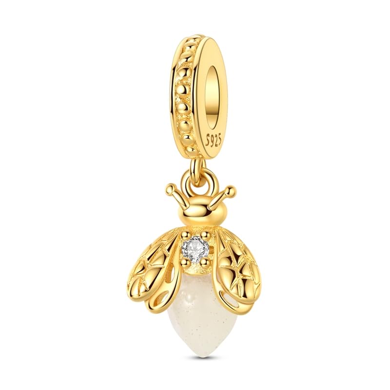 Gold Flower Family Charms for Bracelet Bead Charm for Women Jewelry Present - style: Gold Firefly